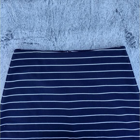 Philosophy A-line Striped Knit Skirt Large Knee Length Modest Blue White Casual - Picture 2 of 11
